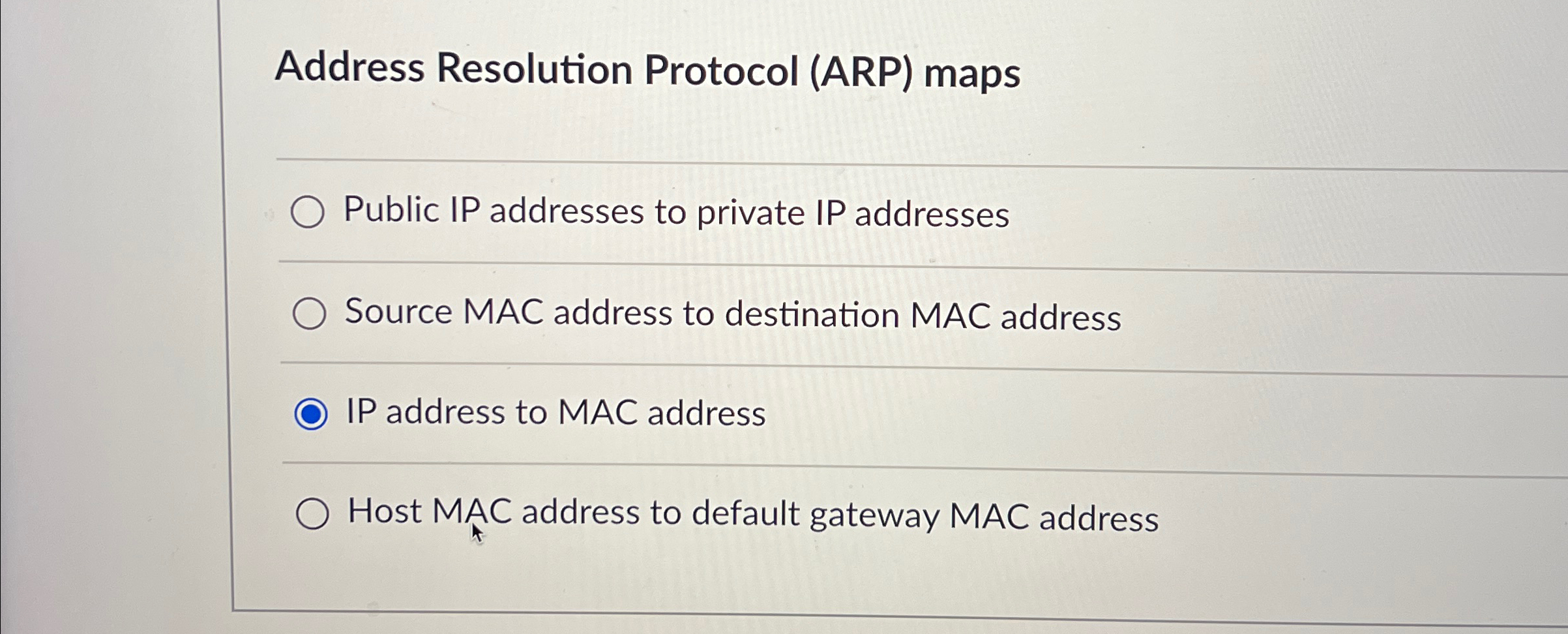 Solved Address Resolution Protocol ARP MapsPublic IP Chegg Com Image