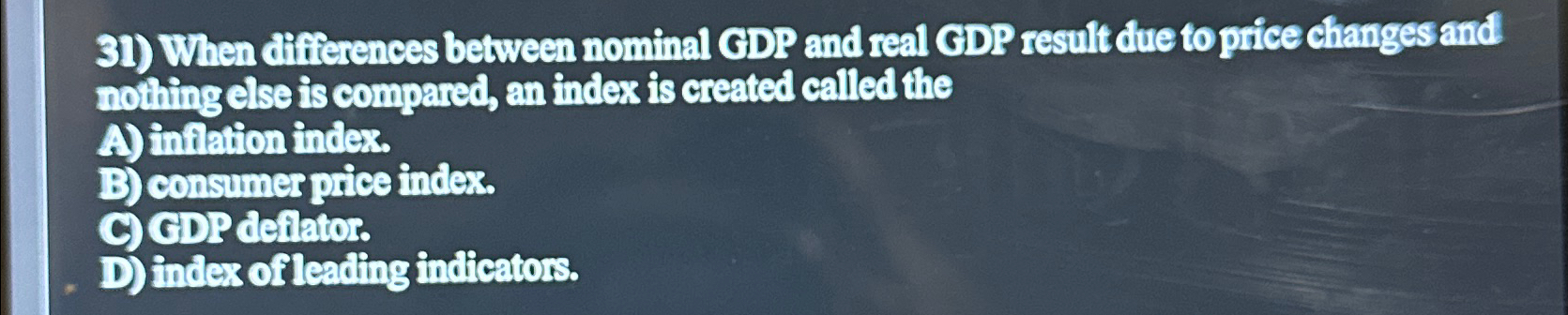 Solved when differences between nominal gdp and real gdp