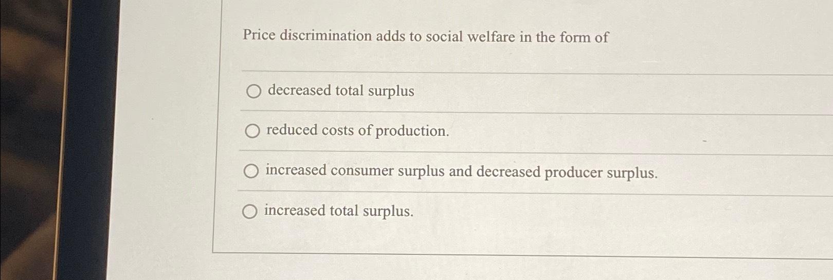 Solved price discrimination adds to social welfare in the