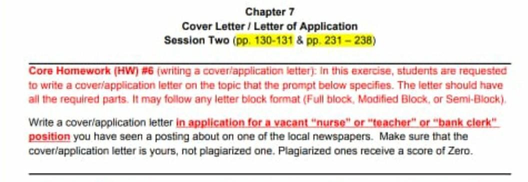 28.07.2021 · your cover letter is often the first thing employers see when reviewing your job application. Solved Chapter 7 Cover Letter Letter Of Application Chegg Com