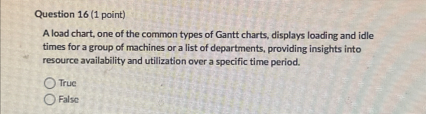 Solved question 16 (1 ﻿point)a load chart, one of the common