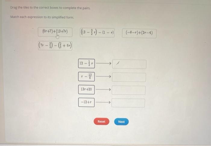 Solved drag the tiles to the correct boxes to complete the