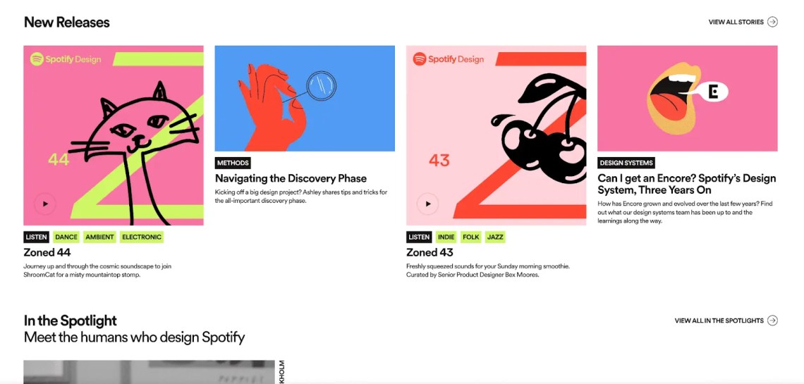 Varios ejemplos de identidad de Spotify
