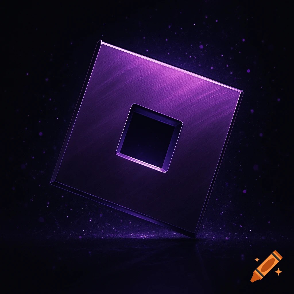 Purple Metallic Roblox Logo A Square With A Cut Out Center Glowing ZHLLtzA5SnC