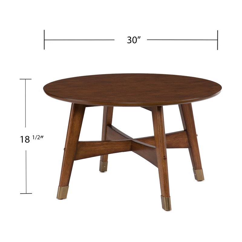 Southern Enterprises Rhoda Mid Century Modern Round Coffee Table In Dark Sienna Ck2620