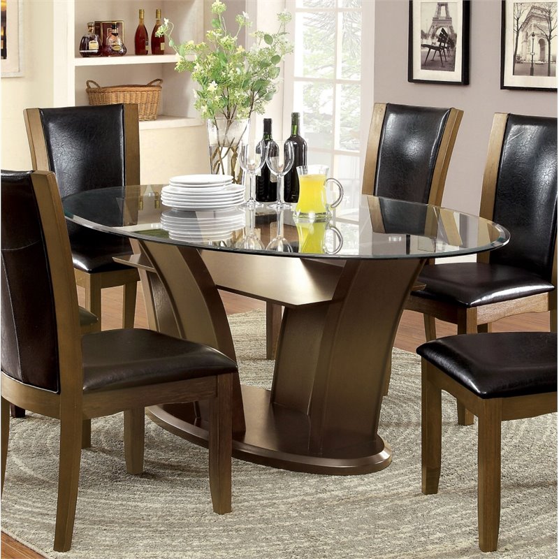 Furniture Of America Waverly Contemporary Wood Oval Dining Table In Brown Cherry Idf 3710ot