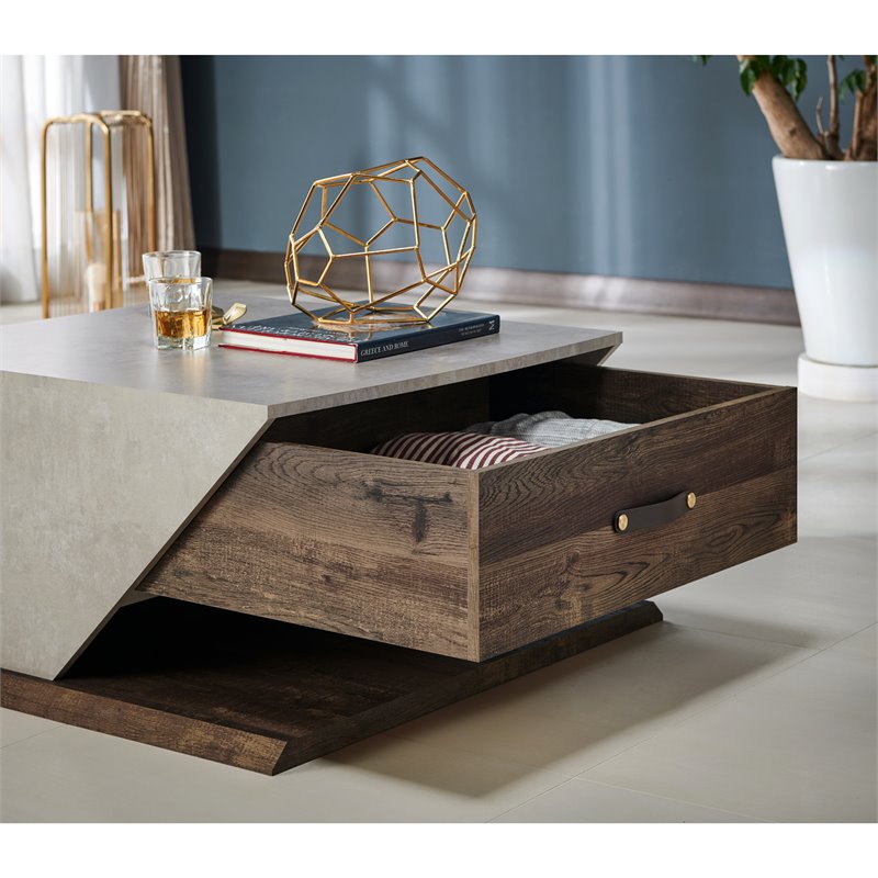 Furniture Of America Menster Modern Wood Coffee Table In Reclaimed Oak Fgi 1890c25