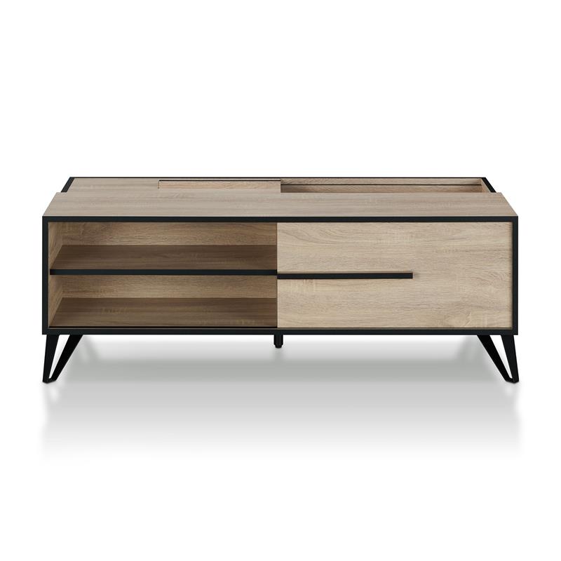 Furniture Of America Evermore Modern Wood Coffee Table In Natural Oak Fgi 1884c12 Ct