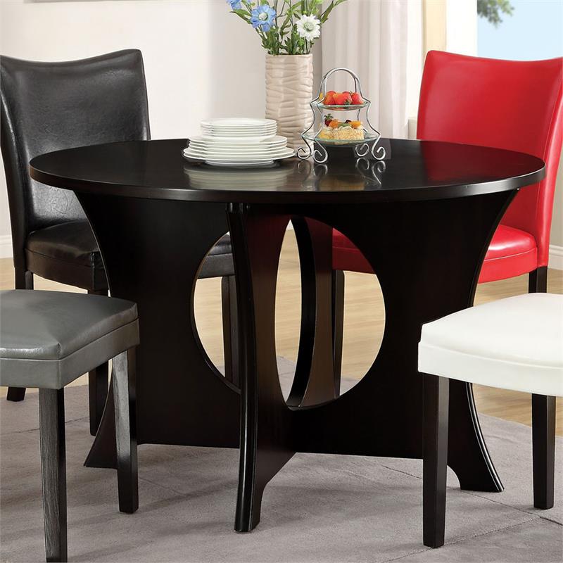 Furniture Of America Shay Contemporary Wood Round Dining Table In Black Idf 3178t
