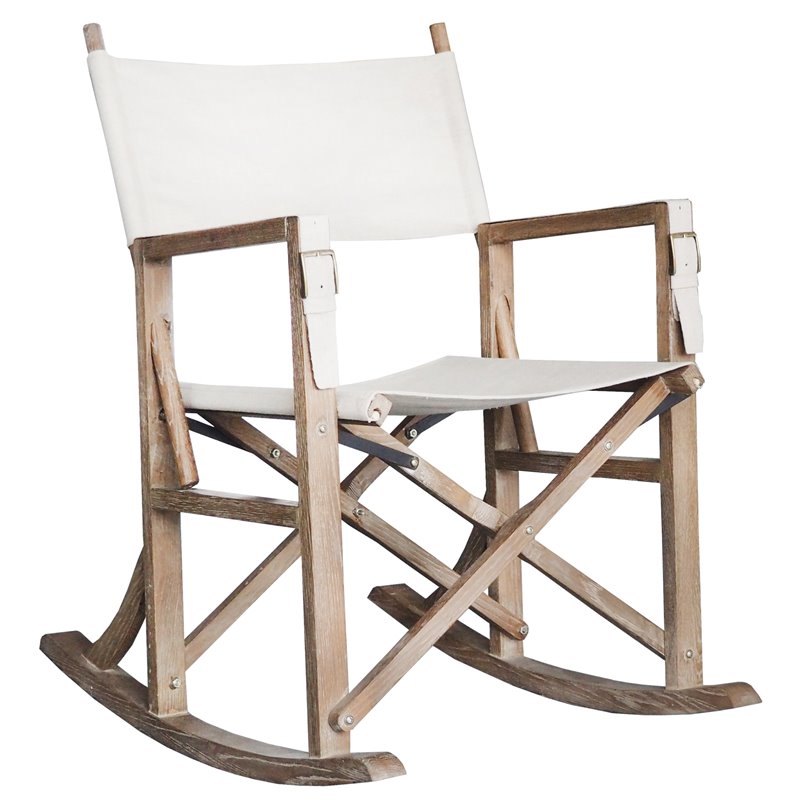 Burnham Home Designs Farmhouse Folding Wood Rocking Chair In Coffee Brushed 18118