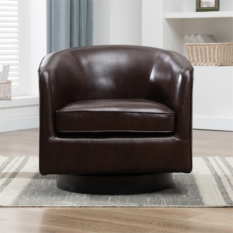 Turner Brown Top Grain Leather Modern Swivel Chair 8093 41l