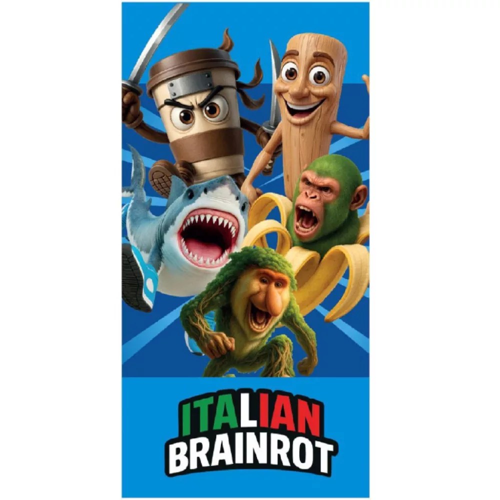 Brainrot strandlaken Crazy Chaos sneldrogend 70 x 140 cm - polyester