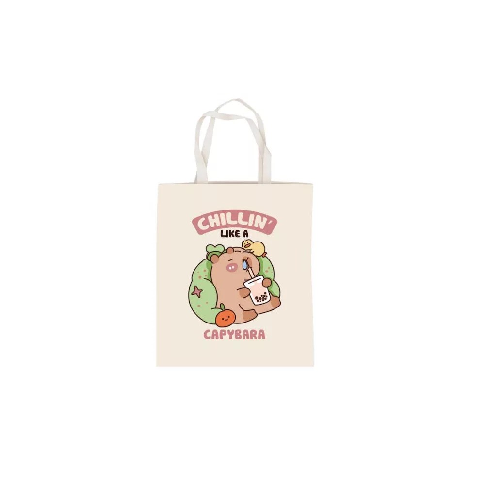 Capybara schoudertas Chillin cotton 38 x 44 cm