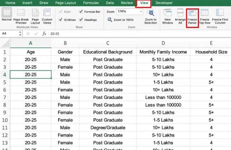 Freezing Panes in Excel to Lock Rows and Columns With Example (6) Freezing Panes in Excel to Lock Rows and Columns With Example (6)