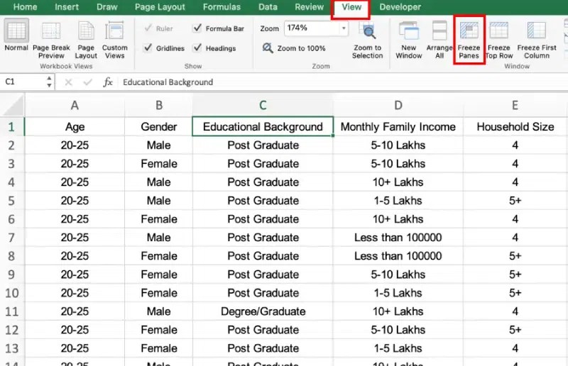 Freezing Panes in Excel to Lock Rows and Columns With Example (8) Freezing Panes in Excel to Lock Rows and Columns With Example (8)