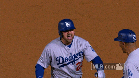 Excited los angeles dodgers gif by mlb