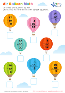 Pop the balloon into the correct train. Air Balloon Math Worksheet Free Printable Pdf For Kids
