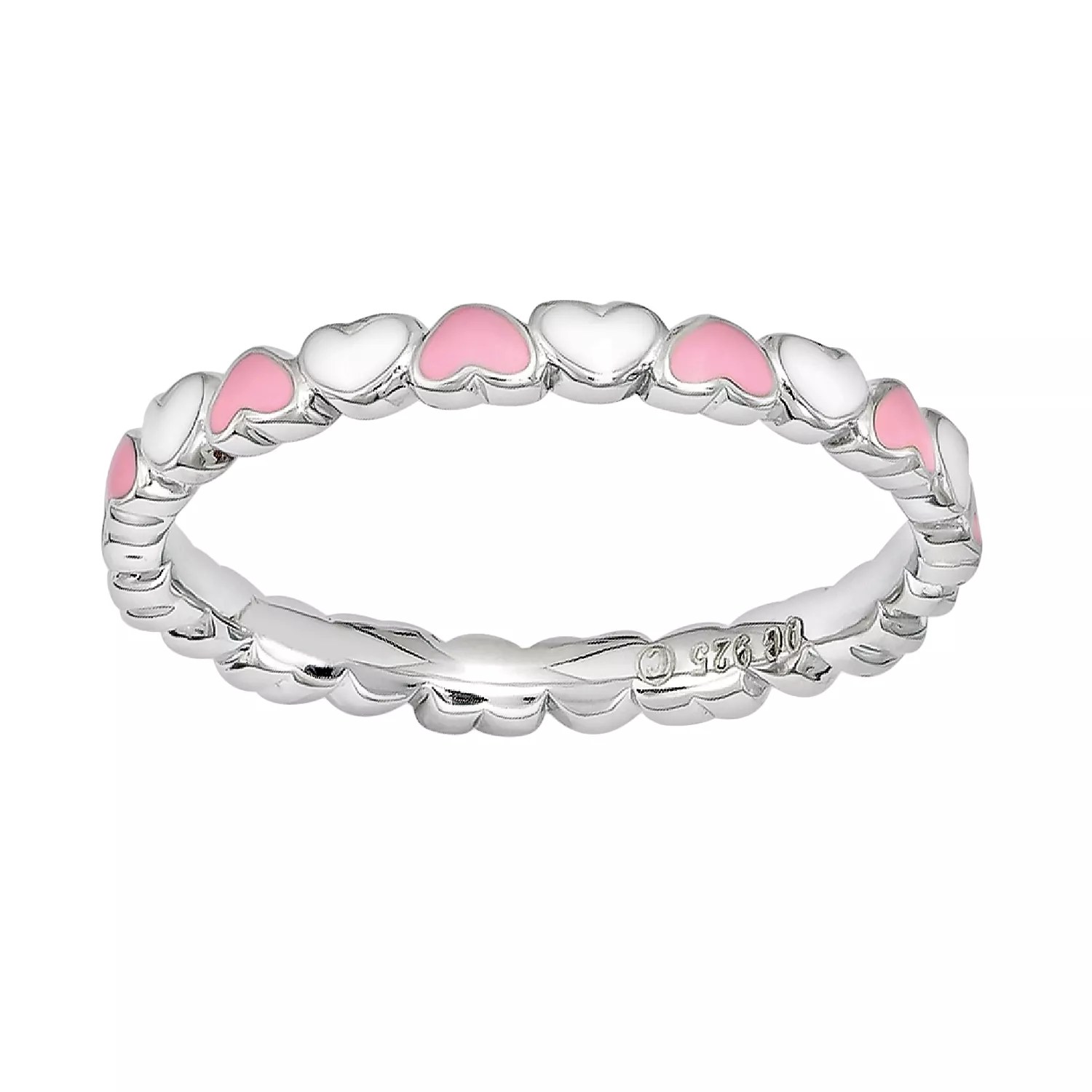 Copper Heart Stack Ring Stack Ring Sterling Silver Stack Band Ring - Elegant Mountain Background - Mobile