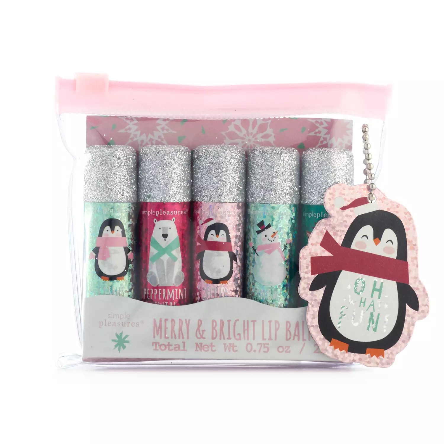 Simple Pleasures 5 Pc Merry Bright Penguin Lip Balm Set