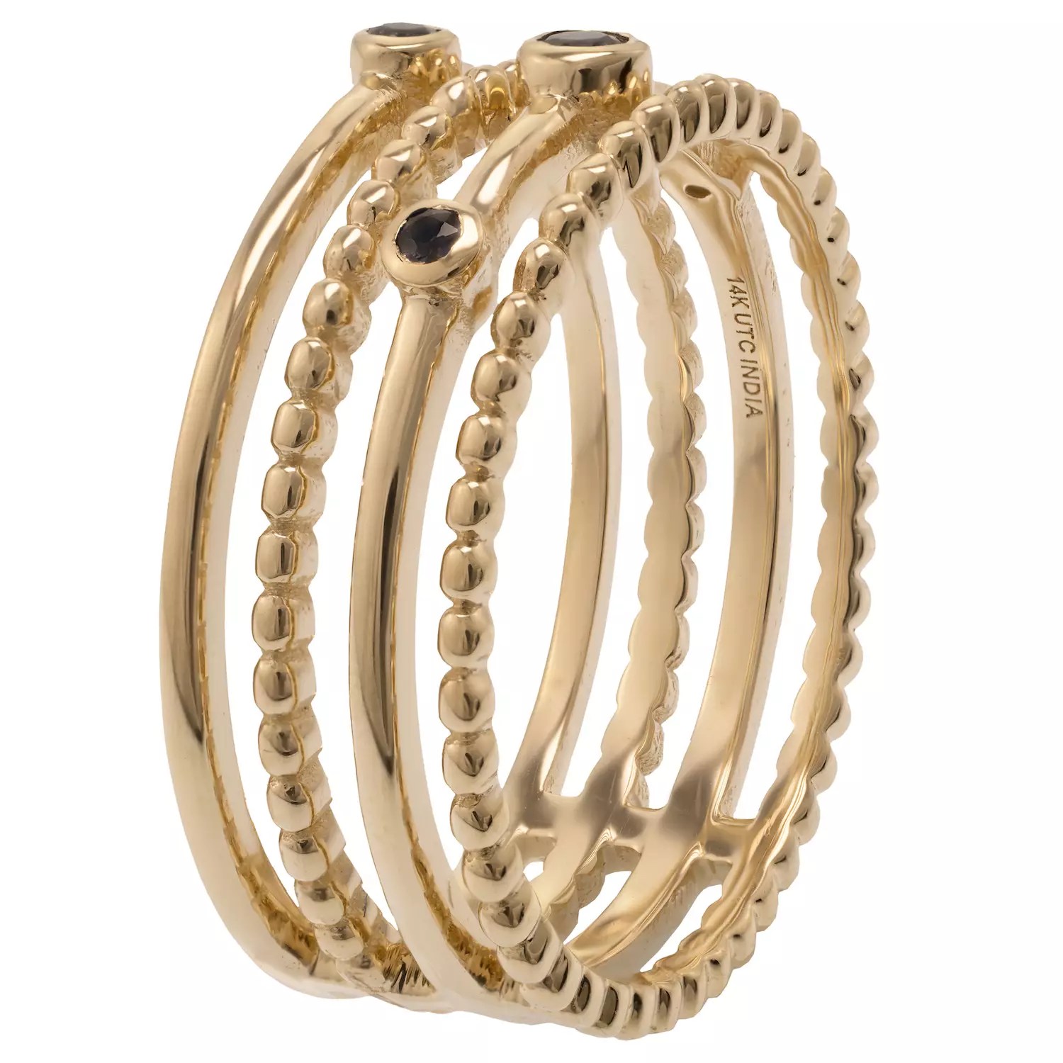 Gemistry 14k Gold Ruby Stack Ring - Beautiful Space Pattern - 8K