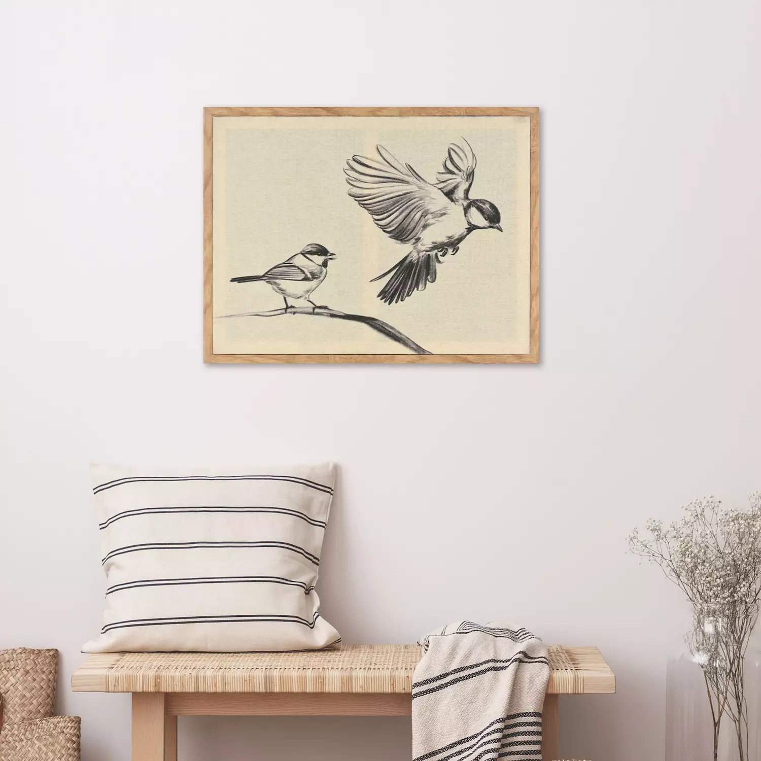 Chickadee Sketch Canvas Wall Art - Gorgeous Gradient Background - Ultra HD