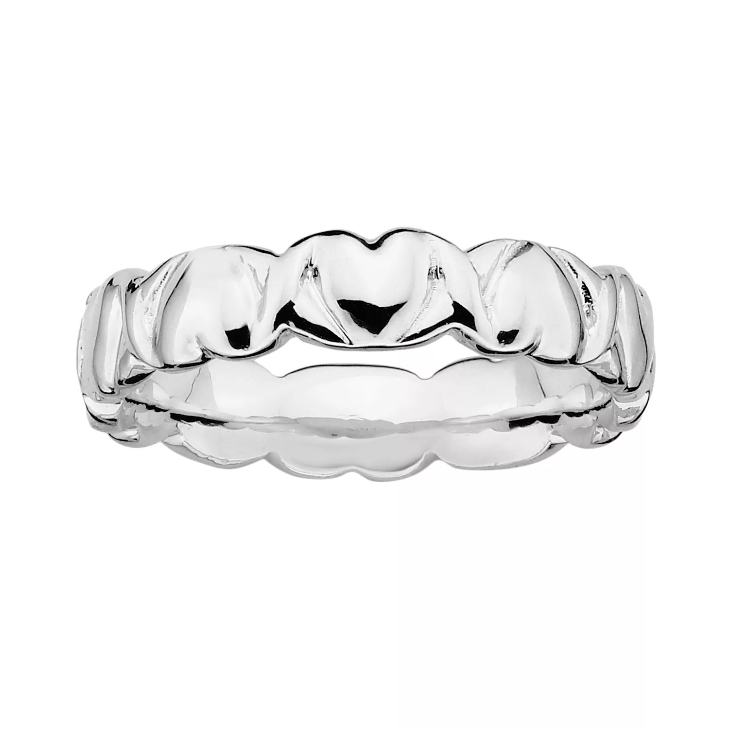 Large Heart Stack Ring Sterling Silver - Minimal Pattern Collection - Retina Quality