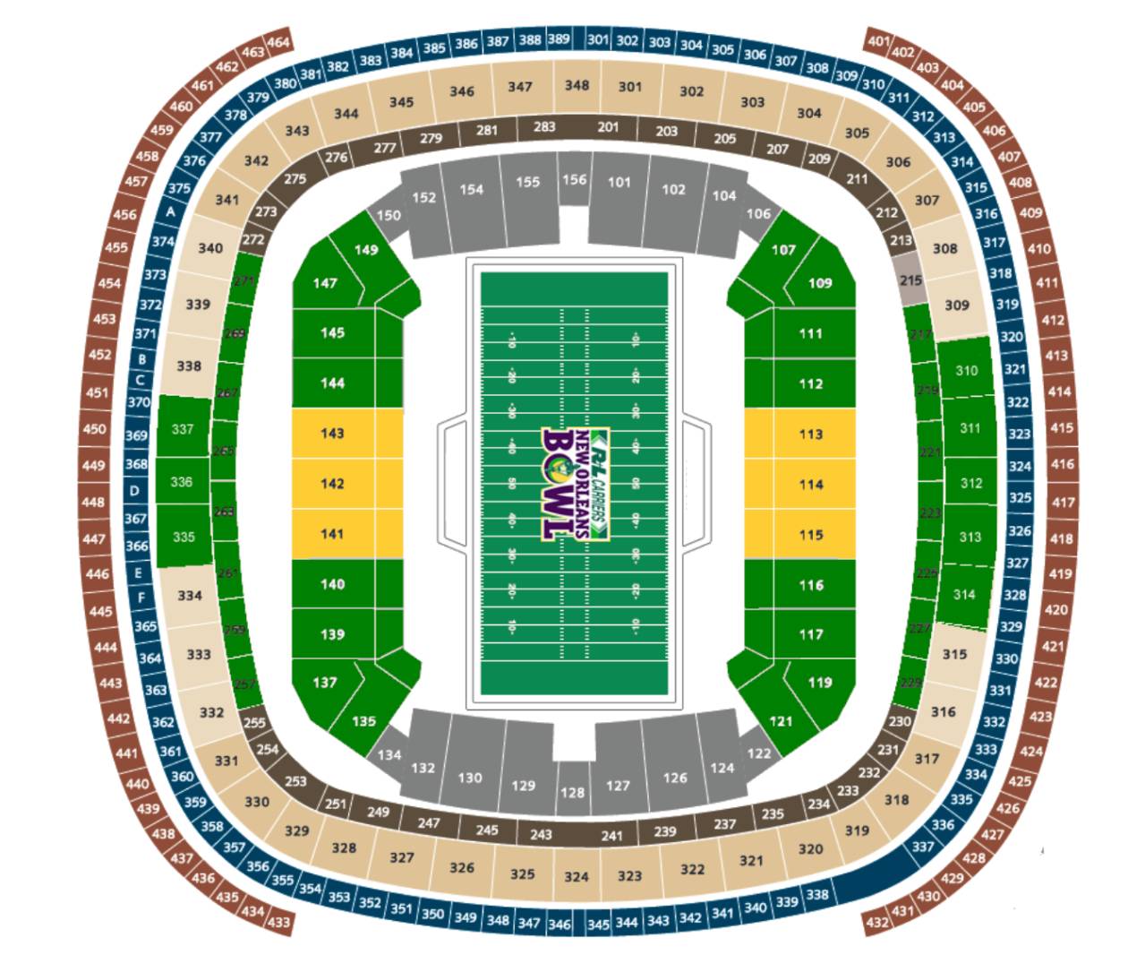 New Orleans Bowl Tickets 23 Dec 2026 Caesars Superdome Koobit Seating Chart 100621 
