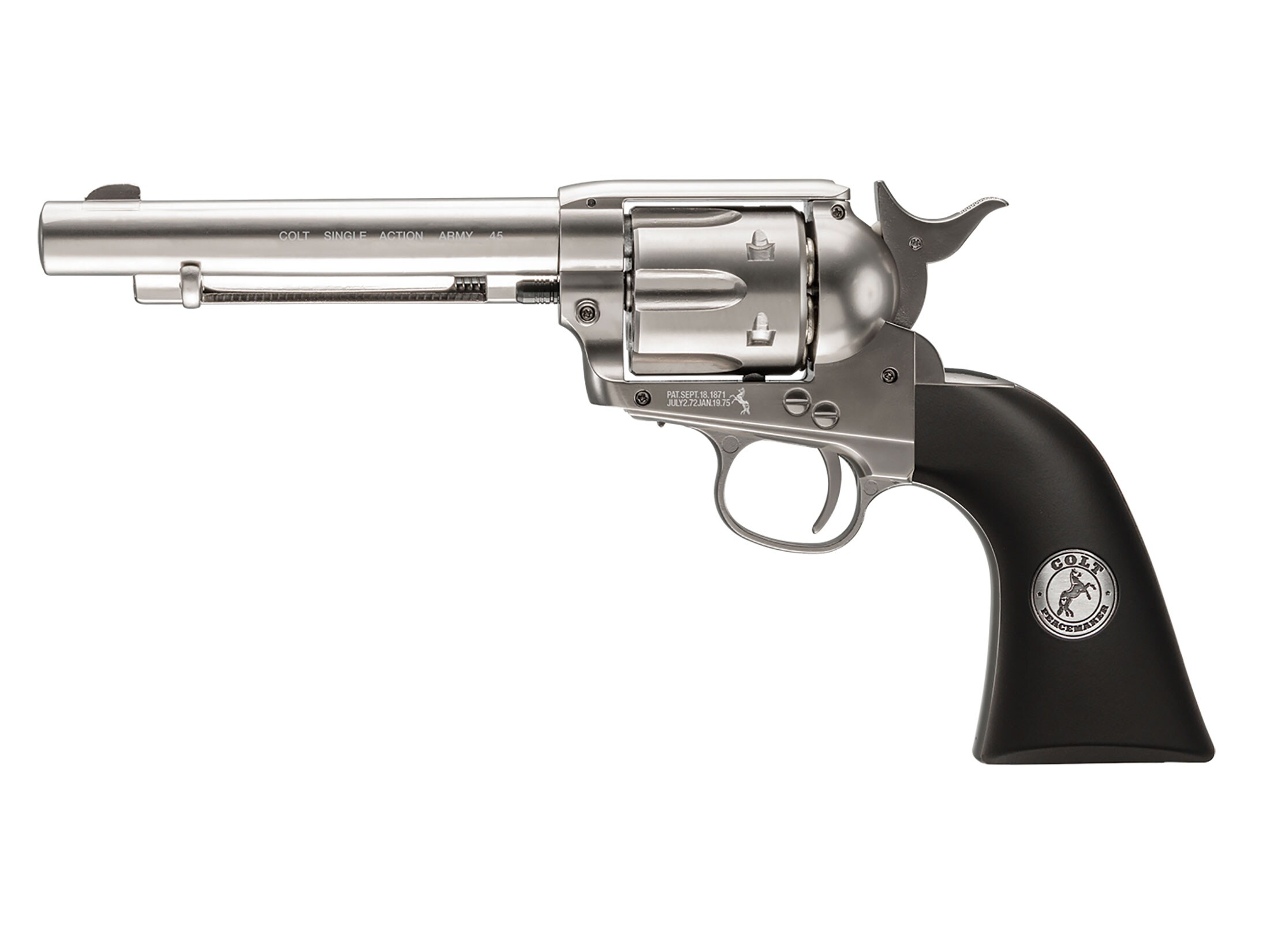 John Wayne Colt Peacemaker Pellet Revolver Weathered Airgun Depot The Crosman 44 Peacemaker is a 177 caliber single action CO2 revolver pellet pistol. John Wayne Colt Peacemaker Pellet Revolver Weathered Airgun Depot The items you are looking at are a vintage CROSMAN MODEL 44 PEACEMAKER box.