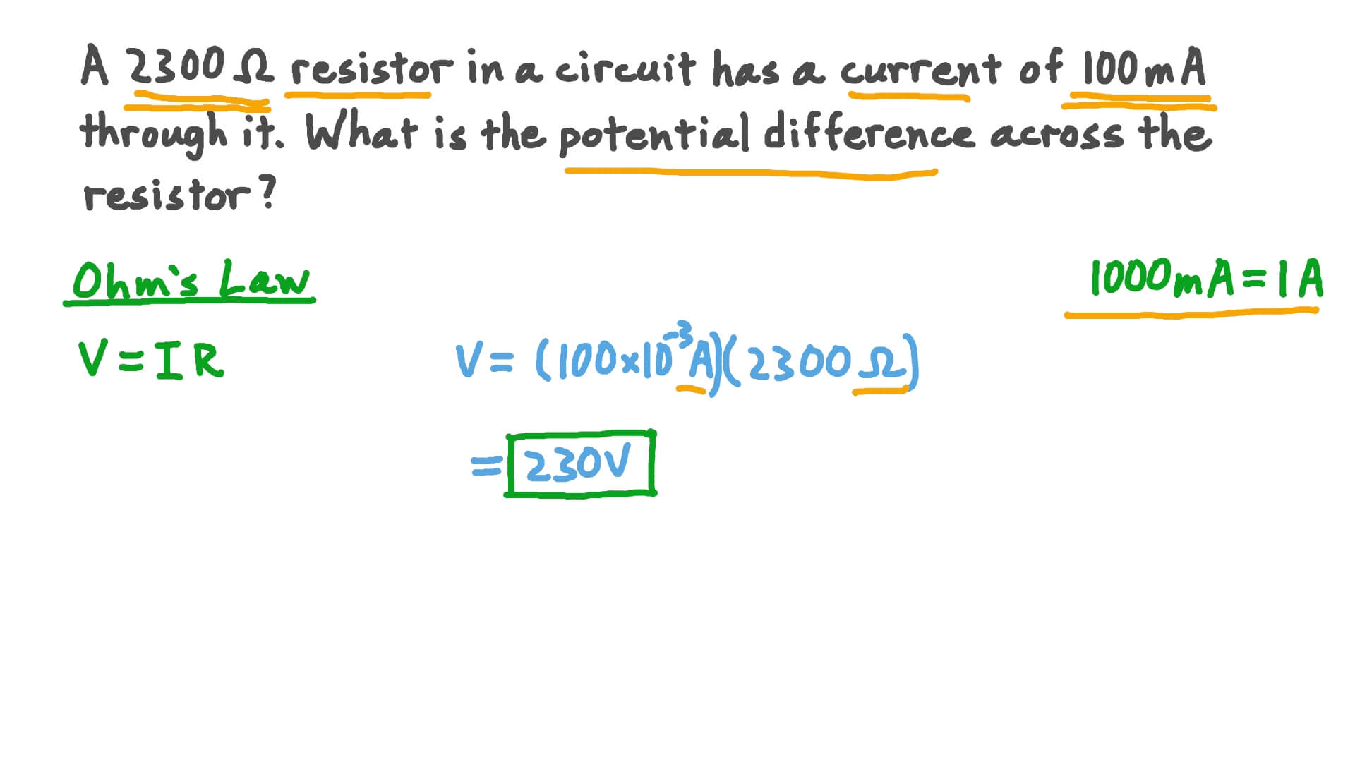 Using Ohm S Law To Find The Potential Difference Across A Resistor