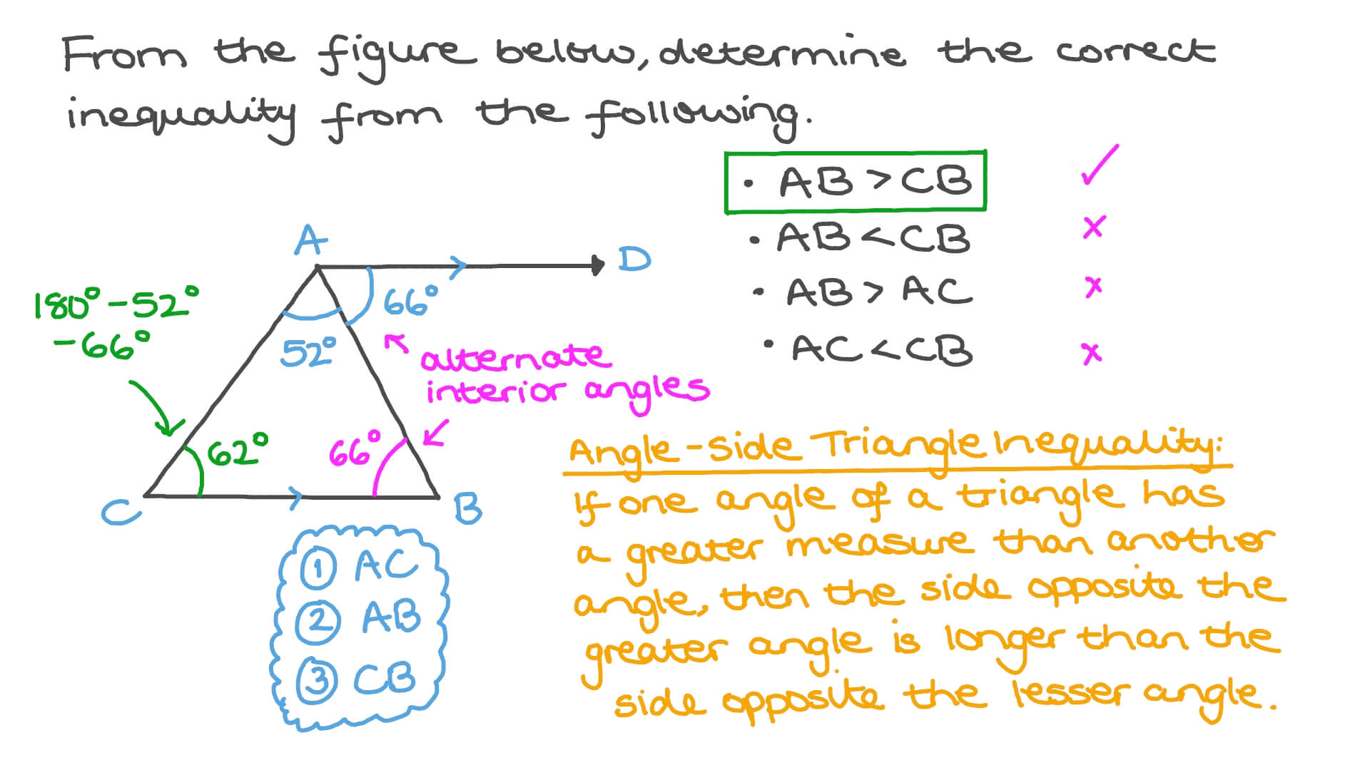 Question Video Finding The Relation Between The Sides And Their Corresponding Angles In A Triangle Using Another Relation Nagwa M 44 61 54 46 C.