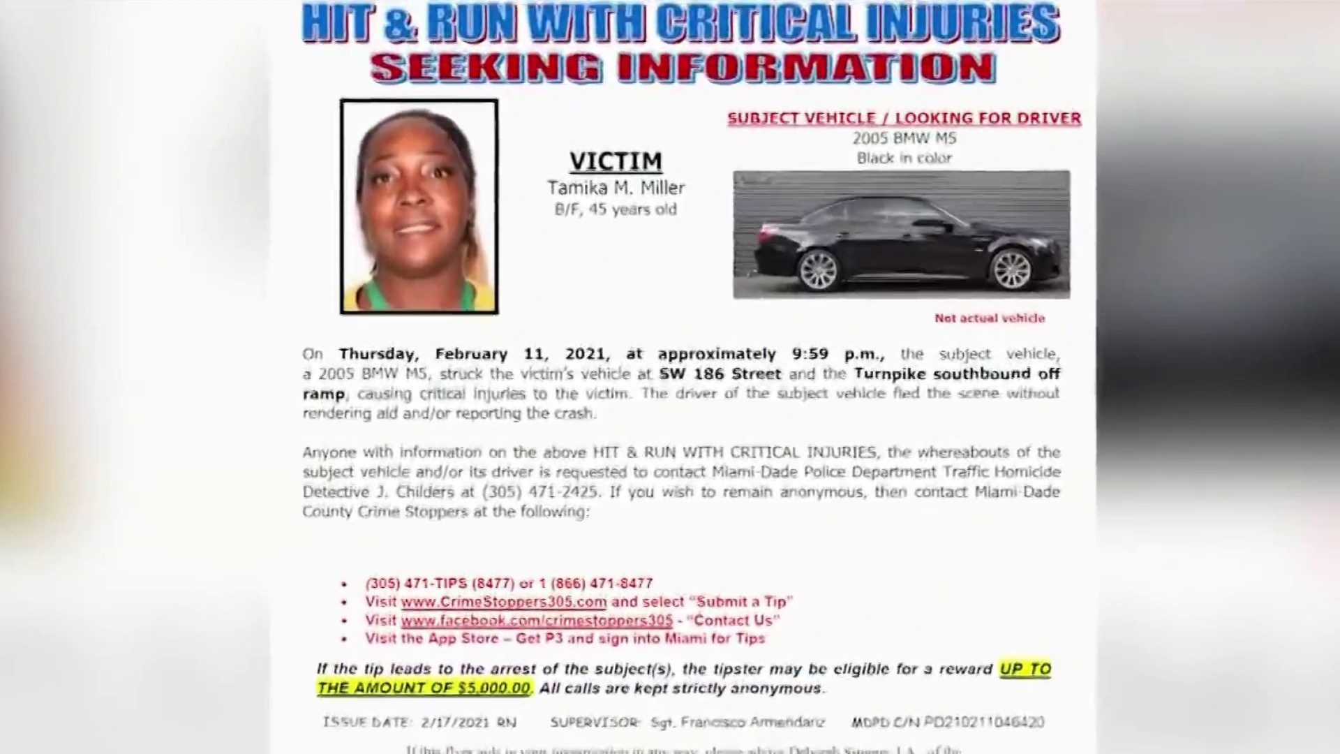 Police Seek Driver In Miami Hit And Run That Left Cyclist Critically - Light Backgrounds - Creative High Resolution Collection