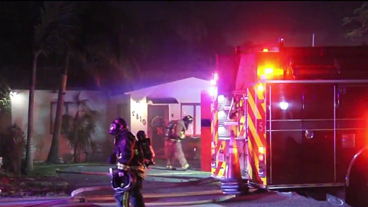 Firefighters combat blaze in Hollywood home