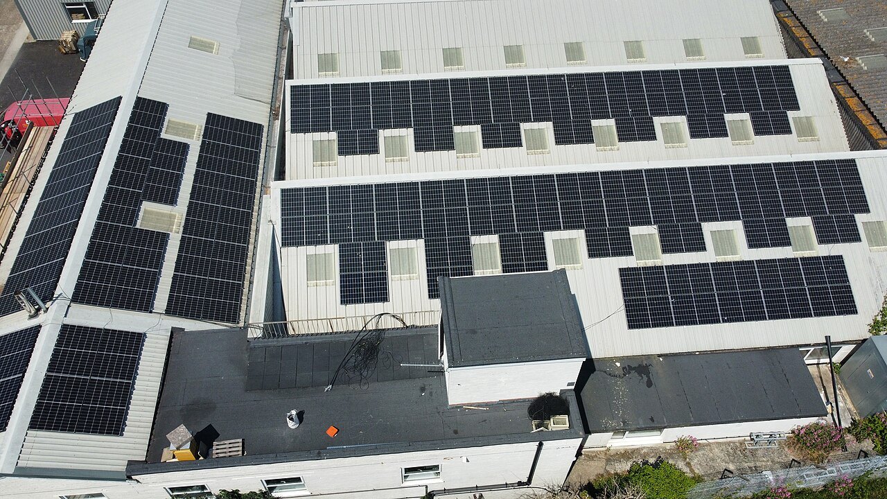 Solar panels on a roof.