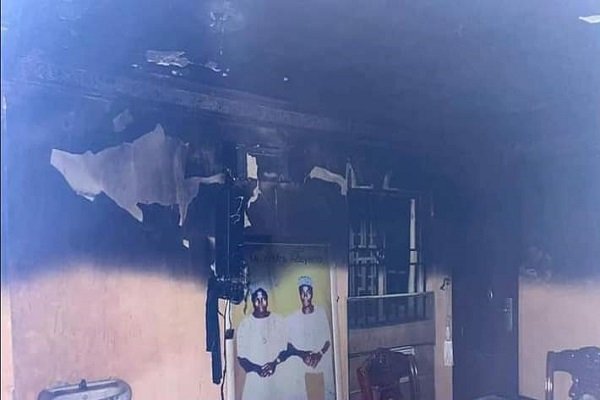 A section of Sunday Igboho's house after the fire incident
