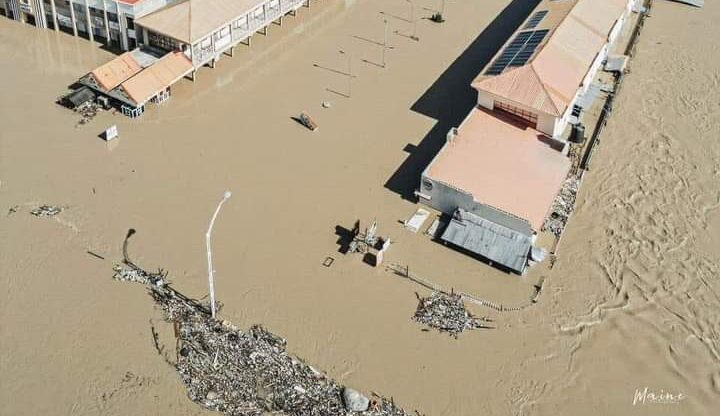 Flooded aerial view of Maiduguri town Tuesday morning.