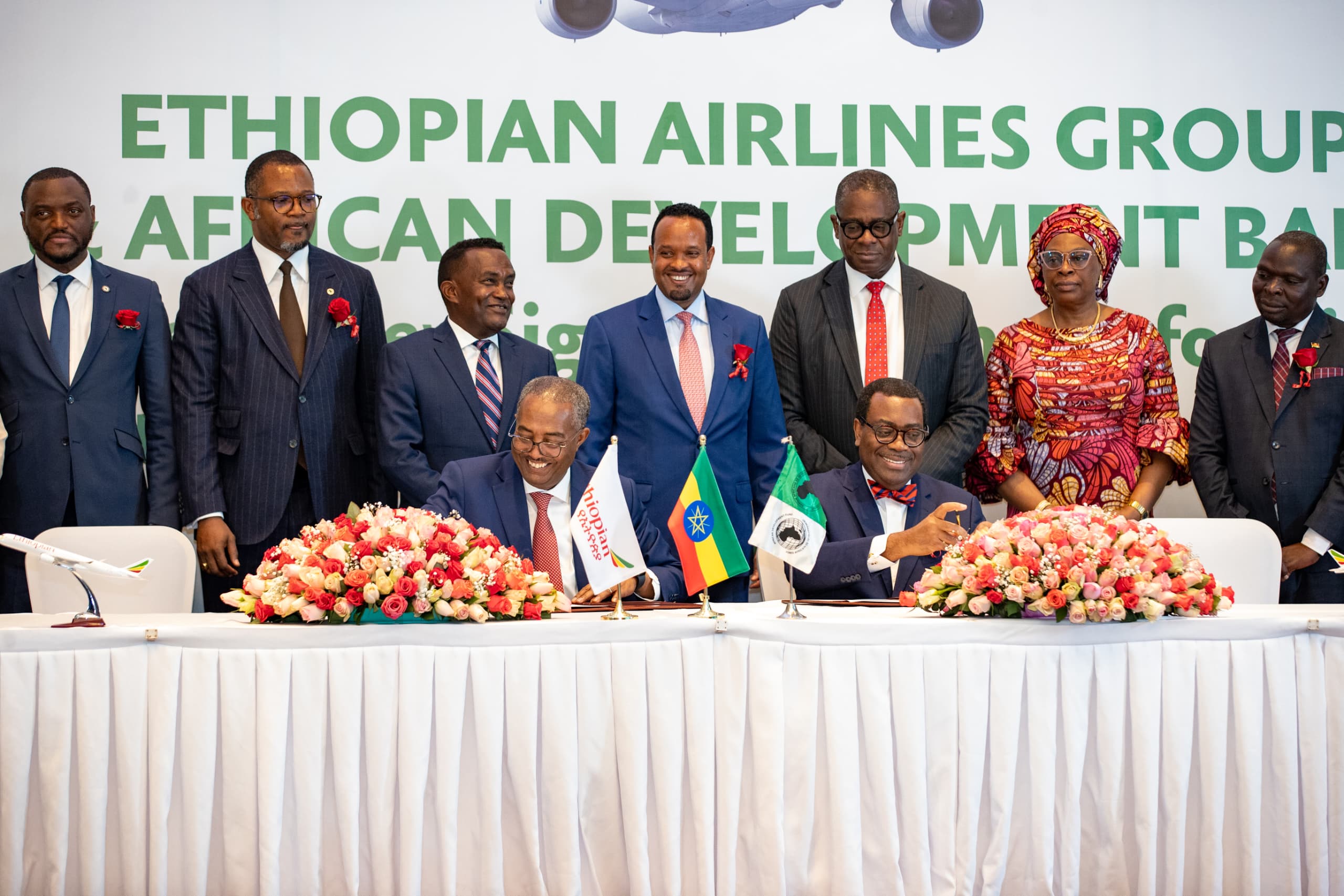Ethiopian Airlines and African Development Bank officials at signing ceremony
