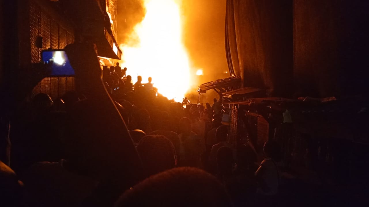 Fire Engulfs Plaza at Tinubu Square