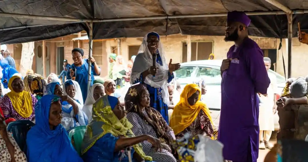 Agbarere community member speaks during the event to combat GBV