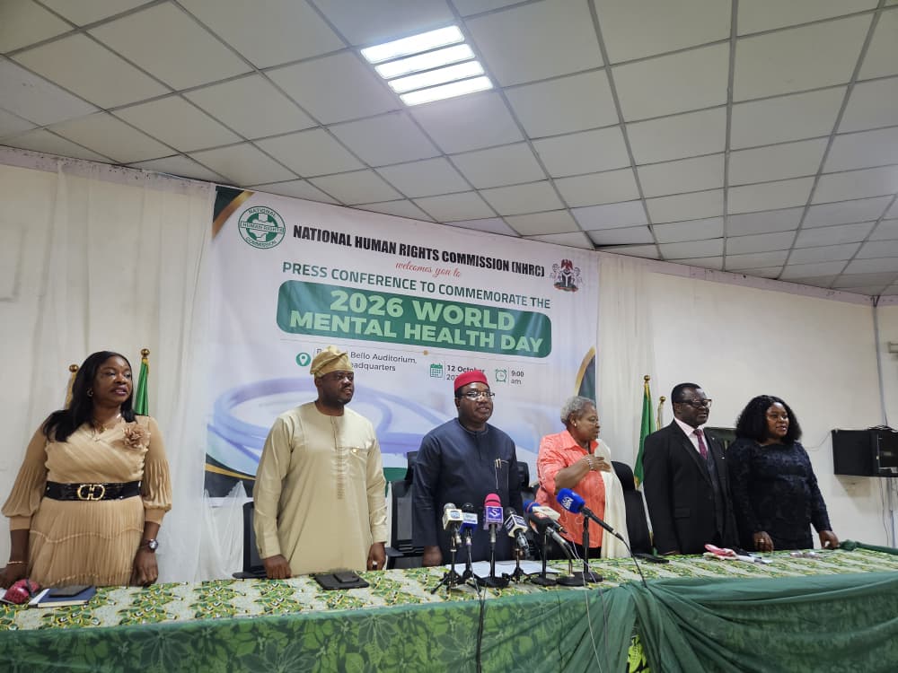 Director of the Vulnerable Groups Department and the Economic, Social, and Cultural Rights Department, NHRC; Isioma Nwosa, Mental Health Advocate; Ameh Zion, ES, NHRC; Tony Ojukwu, Executive Director, Equity Advocate; Ene Ede, Mental Health Expert; James Komolafe; and Executive Director (PAR-RVPI) Ogechi Ogu.