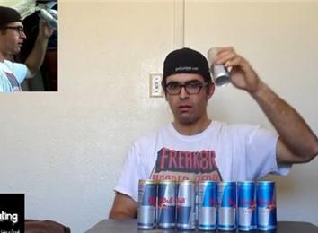 Most cans of red bull consumed in one sitting for a blood pressure