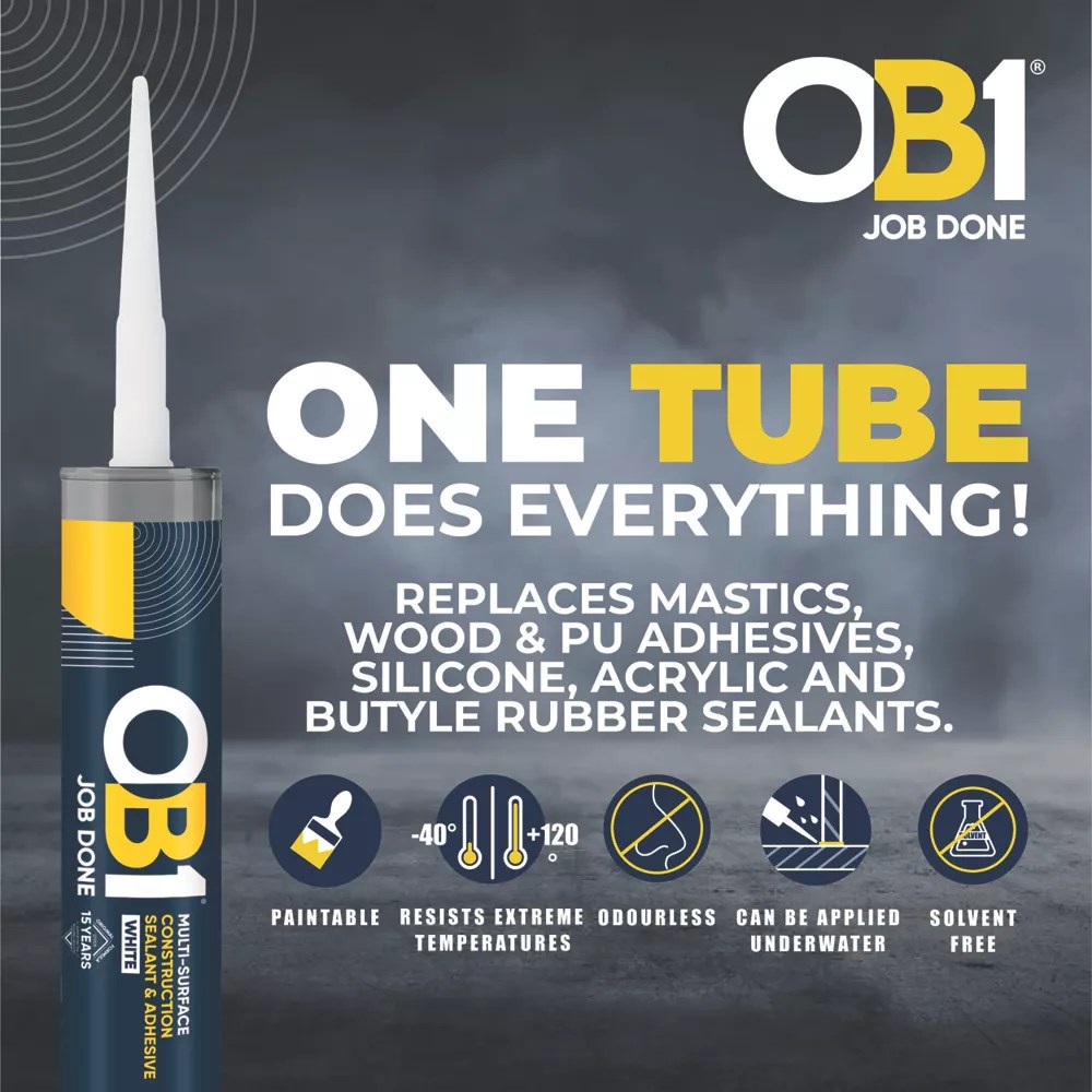 Ob1 Multi Surface Sealant Adhesive White 290ml - Premium Dark Background Gallery - HD