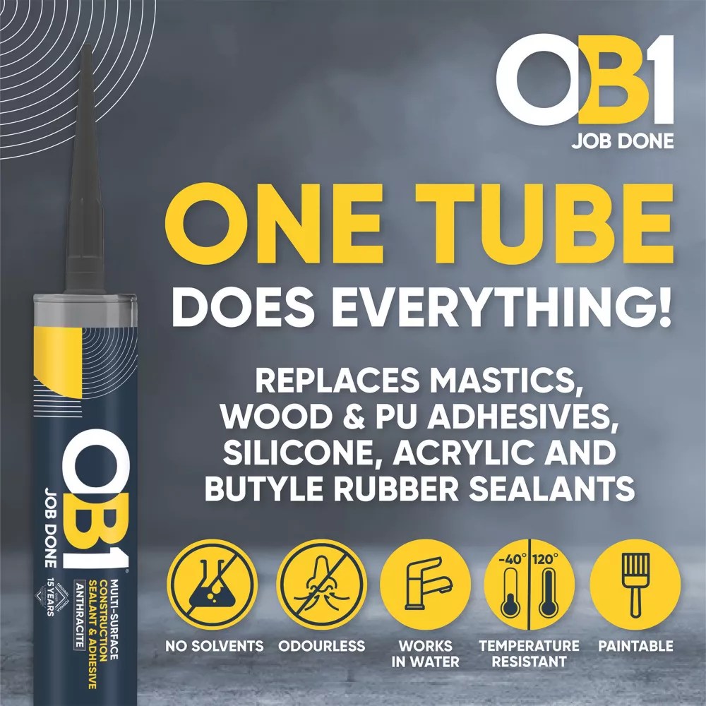 Ob1 Anthracite Multi Surface Construction Sealant Adhesive - Professional Nature Art - Retina