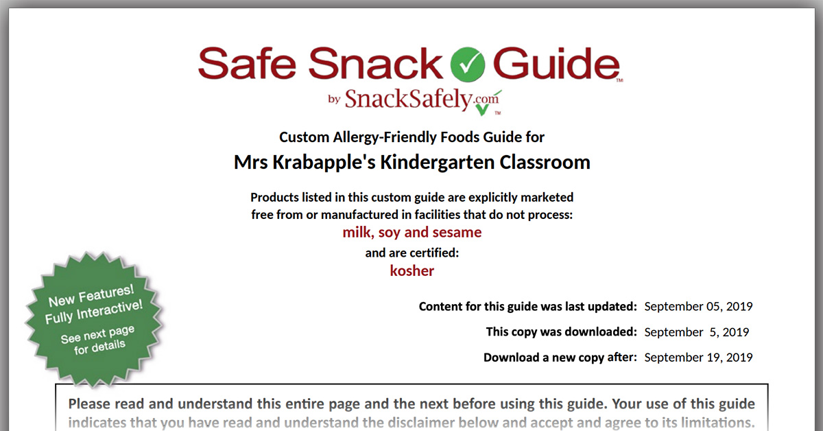 pic Snack Safely 2019 500th custom safe snack guide created