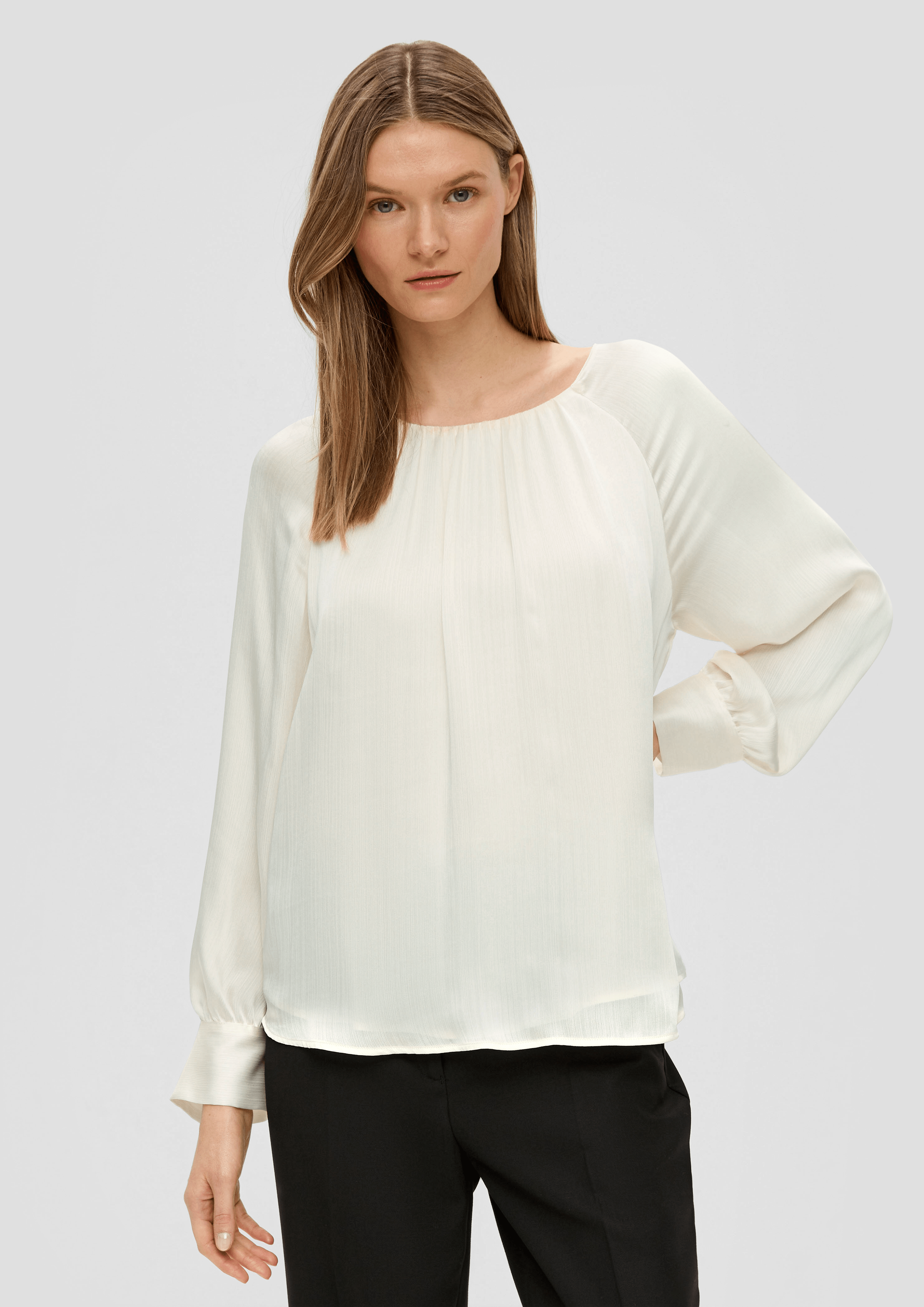White Long Sleeve Chiffon Blouse