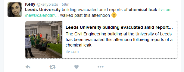 Leeds Engineering Building Evacuated After Reports Of A Chemical Leak