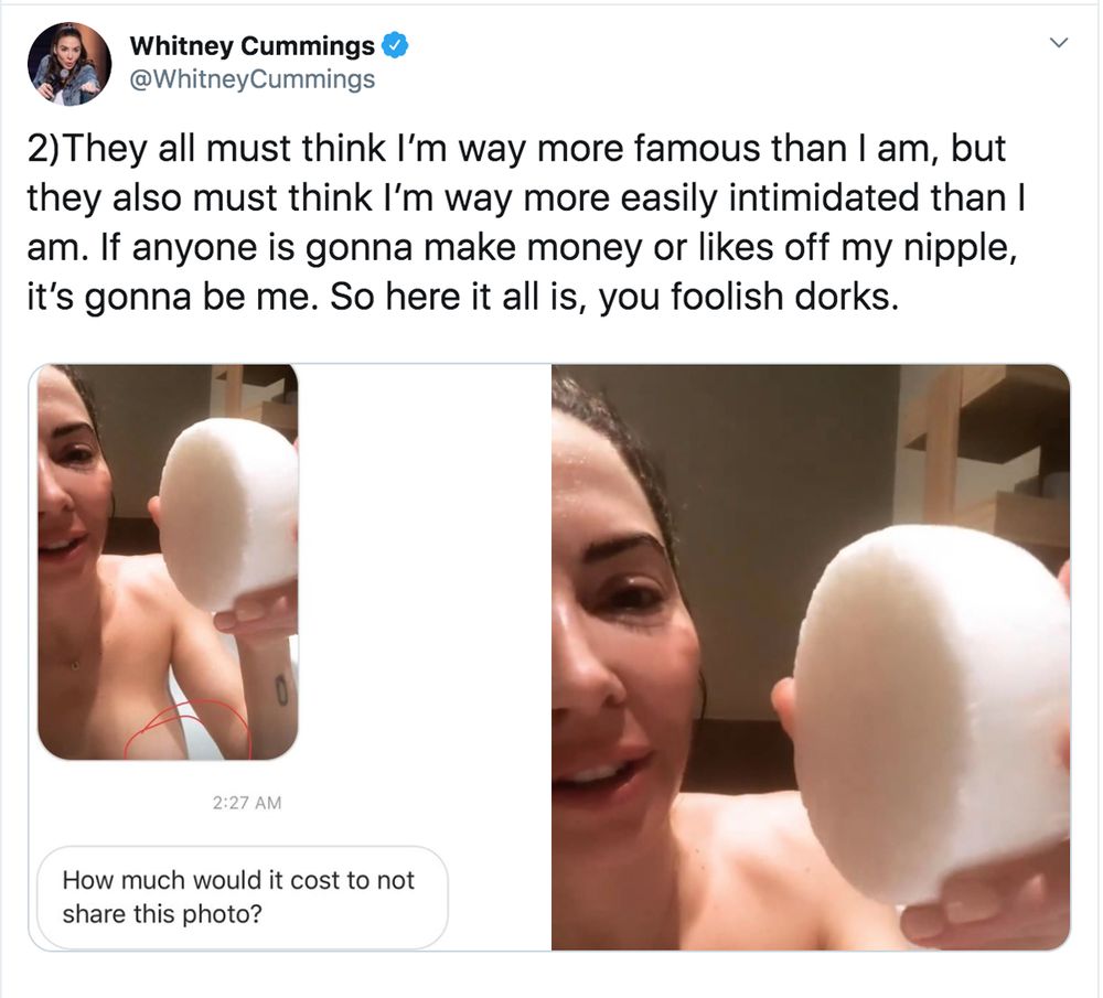 Whitney Cummings Shares Topless Photo After Claiming She's Being Extorted  Over the Pic | wusa9.com