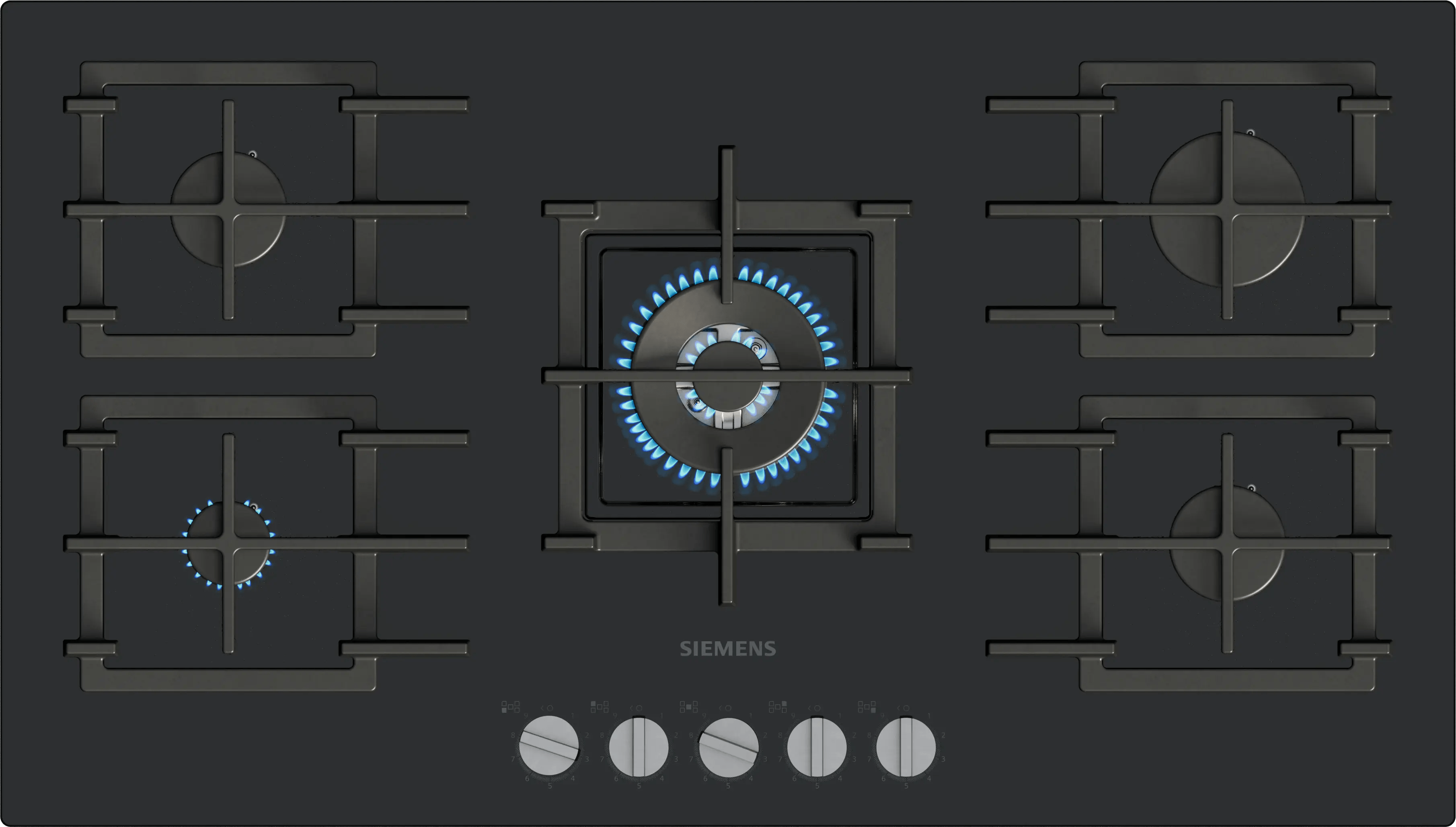 Siemens EP9A6QI40 Gazlı Ocak 90 cm Sert cam, Siyah