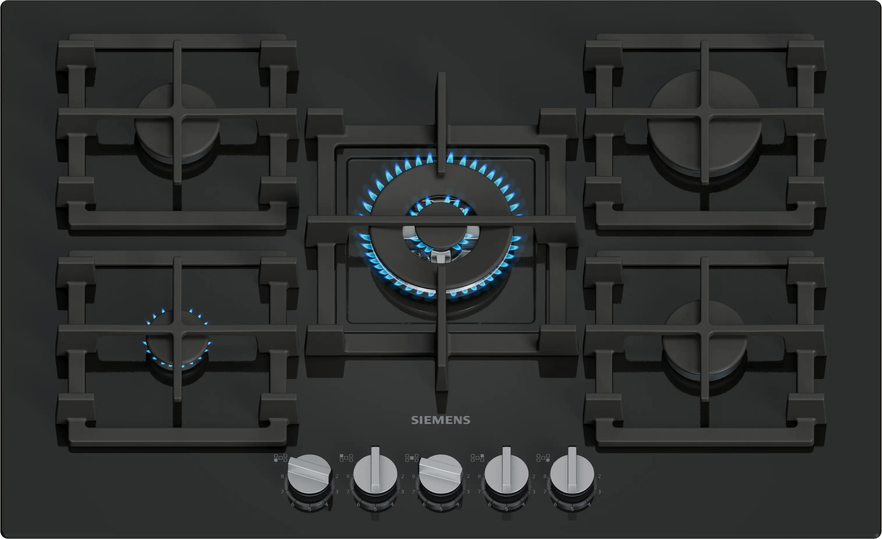 Siemens EP7A6QI40O Gazlı Ocak 75 cm Sert cam, Siyah