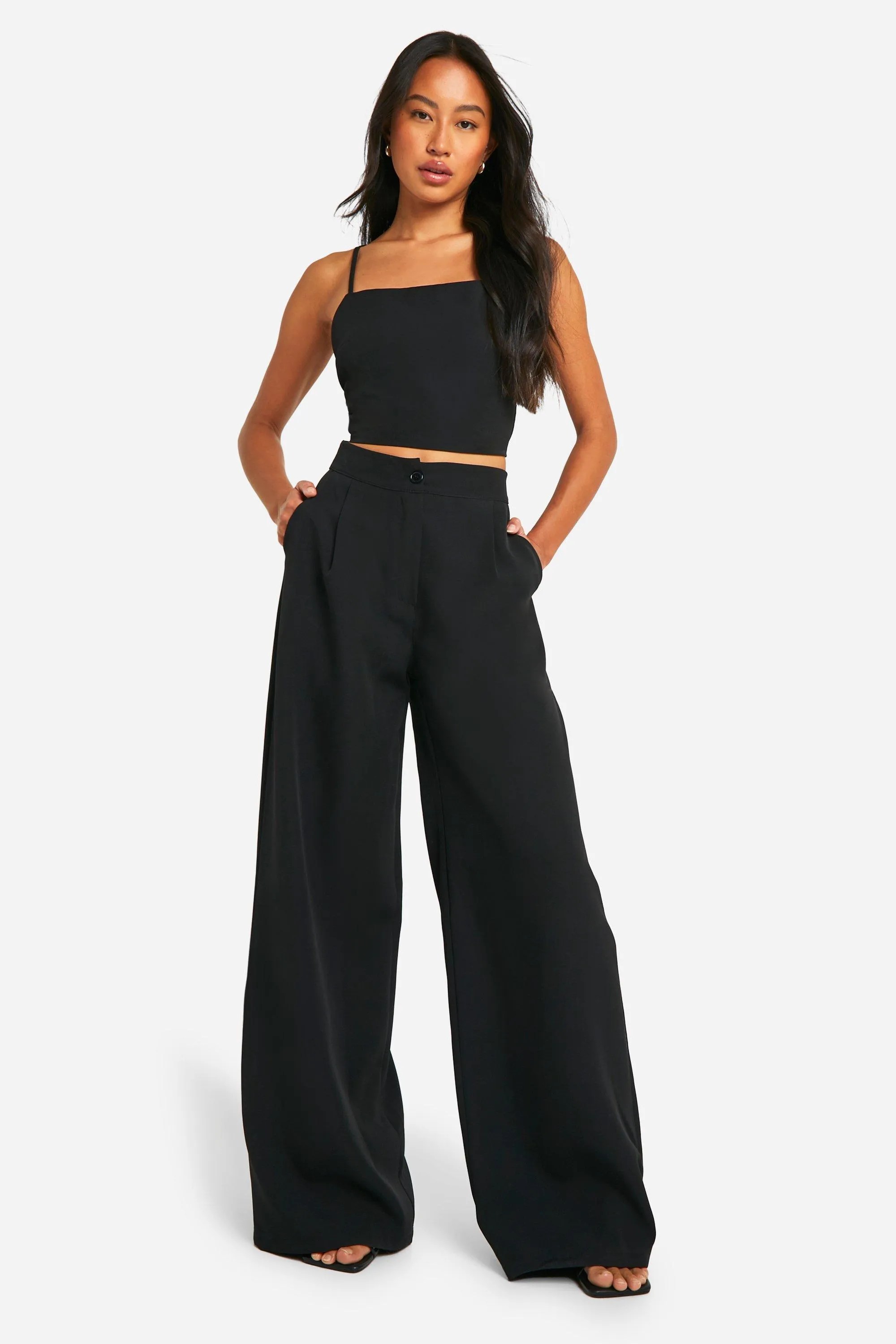 Trousers Plus Woven Stretch Wide Leg Trousers Boohoo - Nature Background Collection - 4K Quality