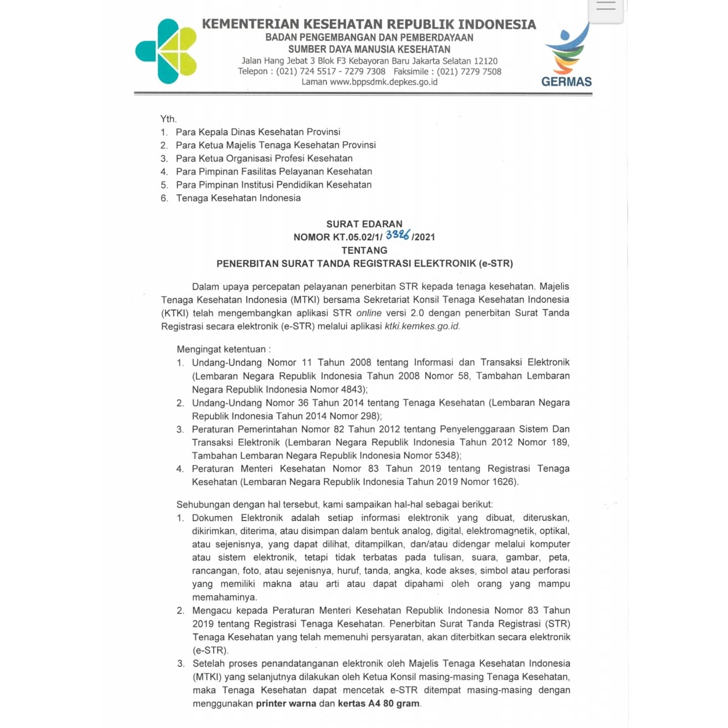 Surat tanda registrasi (str) bagi pelamar formasi tenaga kesehatan. Edaran Penerbitan Surat Tanda Registrasi Elektronik E Str Per 1 Juni 2021